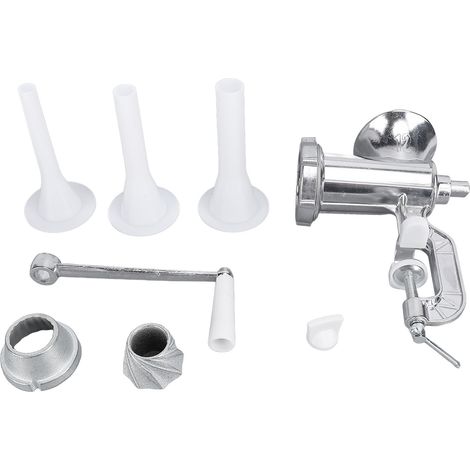 Hachoir à viande manuel avec lames en acier inoxydable, kit pour la fabrication artisanale de saucisses, idéal pour un usage domestique, en cuisine et au restaurant. (1/5)