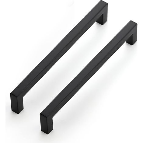 Set di 10 maniglie nere da 192 mm per mobili da cucina, maniglie per cassetti in acciaio inox, maniglie nere per ante della cucina. (1/5)