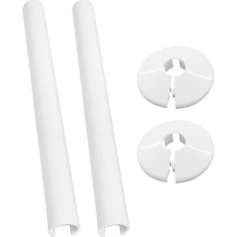 Cache tuyaux de radiateur blanc 15 mm, kit avec 2 tuyaux et 2 caches décoratifs