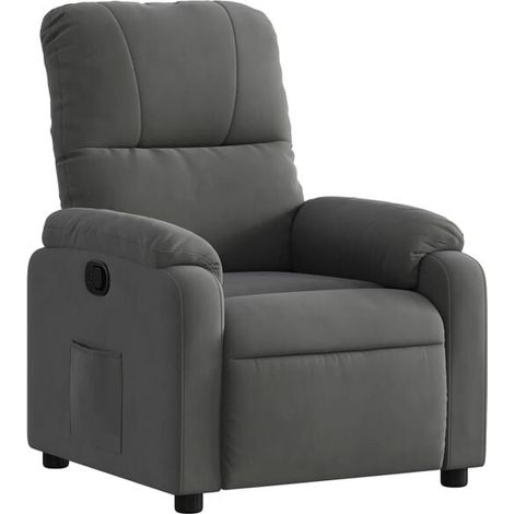 Fauteuil inclinable en tissu microfibre gris foncé (1/5)