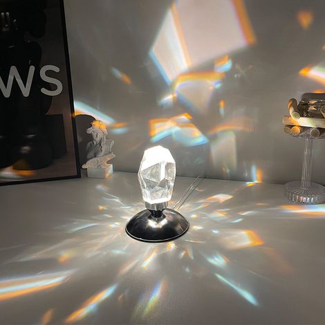 Lampe de table en cristal avec veilleuse LED et télécommande, lampe de bureau pour chambre, salon, fête, décoration intérieure (1/5)