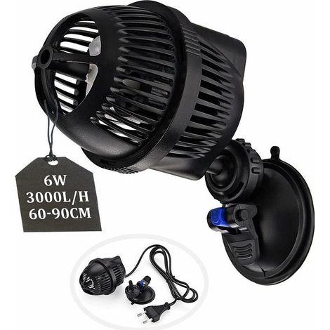 Aquarium-Wellenpumpe, 3000 l/h, 6 Watt, JVP-101A, Umwälzpumpe für 60–90 cm große Aquarien, geeignet für Süß- und Salzwasser, mit Saugnapf - Crezuo