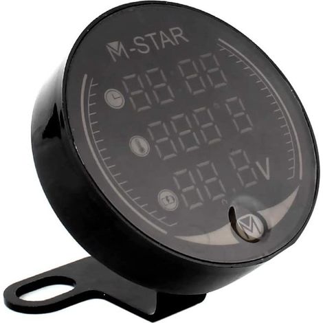 Voltmètre 3 en 1 Entweg pour moto et quad : voltmètre, horloge électronique et thermomètre numériques à LED. Testeur de tension et de température. (1/5)