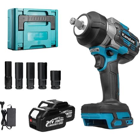 Clé à chocs, moteur sans balais, rechargeable, 2x6.0Ah Plastique, 220V-240V Prise EU-b (1/2)