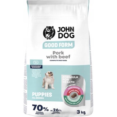 Alimento seco para cachorros John DOG Good Form, sabor cerdo y ternera, 3 kg (1/5)