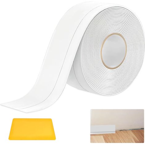 20m Plinthe Souple Autoadhésive 20 mm x 50 mm Joint Salle de Bain Blanc, Plainte Adhesive PVC pour Salle de Bain, Cuisine et Bien Plus Anti-moisissure, Calfeutrage, Etanche (1/5)