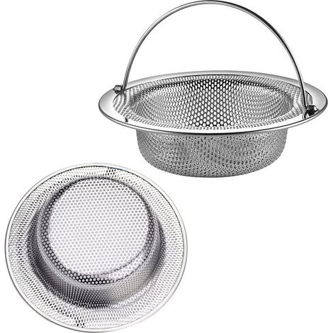 Filtre évier Cuisine,2 Pcs Filtre à évier avec Poignée en Acier Inoxydable,Grille Evier Cuisine,Bouchon Evier Cuisine,pour Évier de Cuisine/Salle de Bain Filtre AntiObstruction (14 cm Diamètr (1/5)