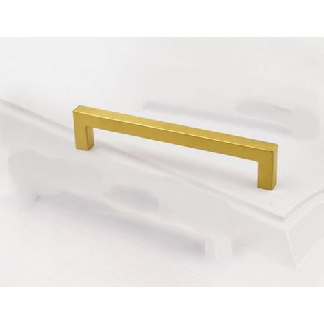 Lntyq 10er-Pack massive, quadratische Schrankgriffe – gebürstetes Gold, 96 mm Fensterabstand, für Küchenschranktüren, Schlafzimmerkommodenschubladen, Badezimmer-Hardware (1/5)