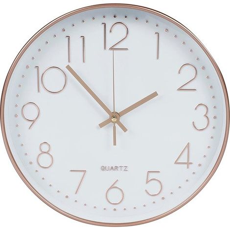 Horloge de cuisine - Horloge murale 30 cm - Horloge silencieuse - Petite horloge - Blanche avec rose (1/5)