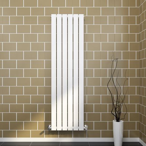 ELEGANT White Vertical Single Flat Panel Radiator 1600x456mm Designer Radiator with White Thermostatic Radiator Valves (1/5)