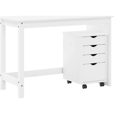 Desk Cabinet Set 2 pcs White Solid Pine Wood vidaXL (1/5)