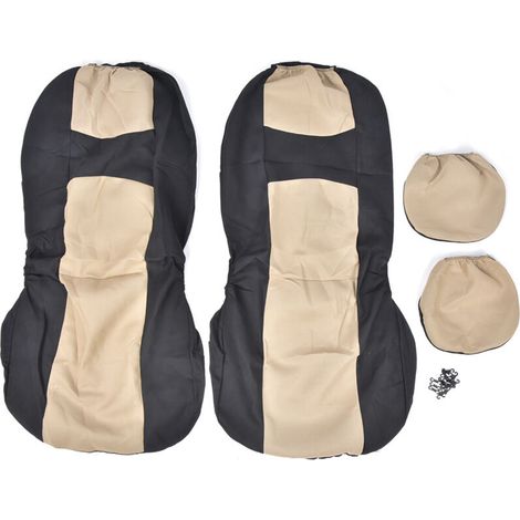 Set di 4 coprisedili anteriori universali per auto, decorazione per interni adatta a tutte le stagioni (beige/nero) -Crezuo