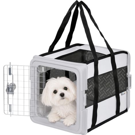 PawHut Trasportino Morbido per Cani Mini e Gatti Pieghevole, Grigio (1/5)