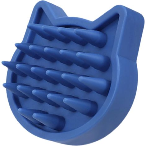 Brosse de toilettage pour animaux de compagnie, brosse de bain pour chien, chat avec poils doux, poignée ergonomique pour le bain de petite, moyenne et grande race, 9,4 x 7,5 x 3,9 cm, bleu, 1 pièce (1/5)