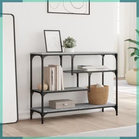 838916 Table console sonoma gris 100x30x75 cm bois d'ingénierie (1/5)