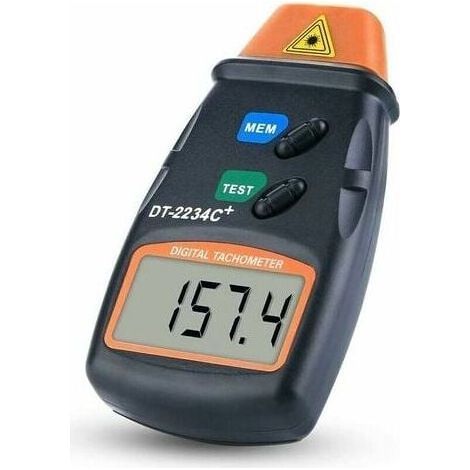 Tacómetro digital - Medidor de revoluciones sin contacto - LCD - Rango del tacómetro: 2,5 RPM-99.999 RPM - Con 3 tiras reflectantes - Bolsa de tela azul (1/4)