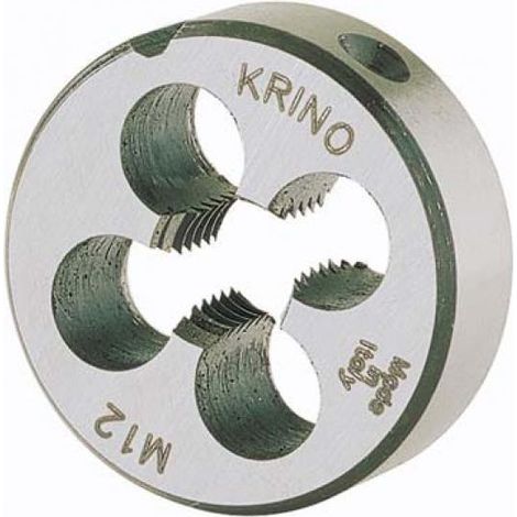 KRINO 12001 FILIERA FILIERE TONDE AL CROMO CON FILETTATURA METRICA PASSO GROSSO (1/3)