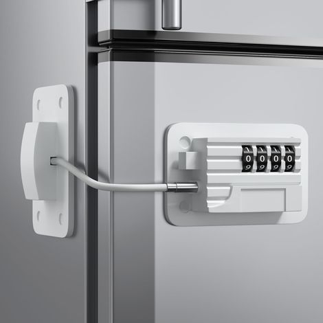 Serrure de réfrigérateur - Serrure à combinaison améliorée pour congélateur vertical, sécurité enfant pour armoires, blanc (1/5)