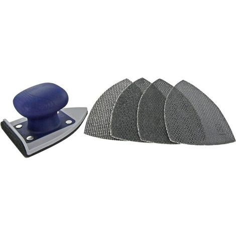Lot Cale à poncer Angle 93x135mm Auto-Agrippant, Ergonomique + 4 Feuilles Abrasives Maille Carbure de Silicium grains assortis (1/5)