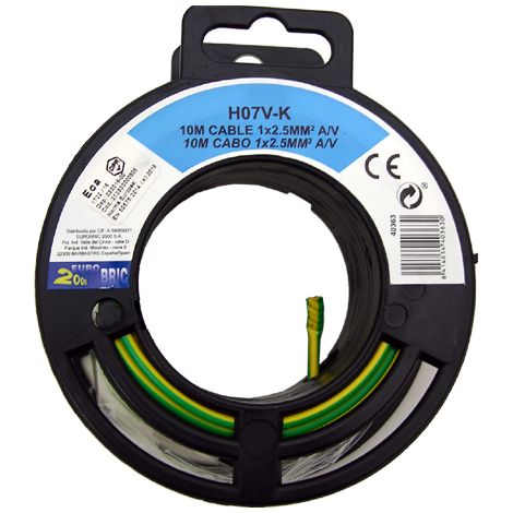 10m cable unipolar H07V-K 2,5mm2 amarillo/verde