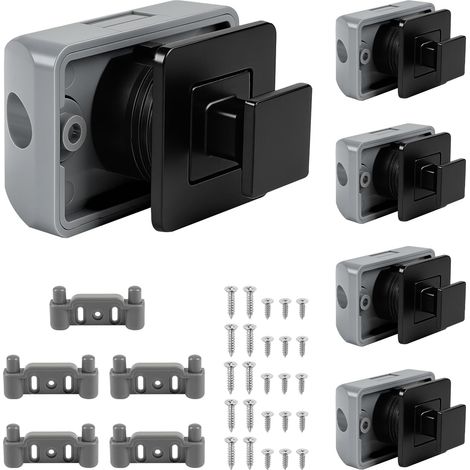 Lot de 5 Verrous de tiroir carrés métalliques pour Camping – Serrure à glissière carrée, Serrure à Pression sans clé pour Mobil-Home, Bateau, Yacht, Armoire, Porte, Meuble (Noir) (1/5)