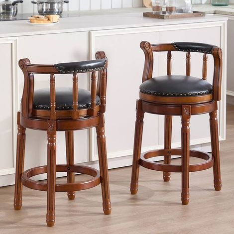 Chaise de Salle à Manger cuir effet peau de vache bois pivotement à 360° dossier (1/5)