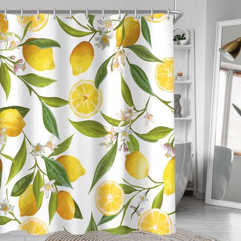 Duschvorhang 150x200cm Zitrone Blatt Wasserabweisend Polyester Badezimmer (1/5)