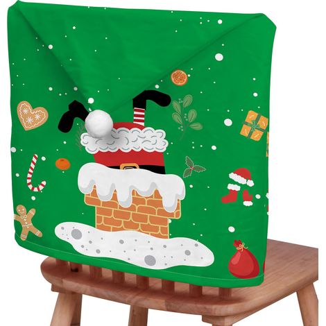 (YZ28231) Set mit 4 doppelseitig bedruckten Stuhlrückenbezügen in Kaminform, Weihnachtsdekoration, 50 x 65 cm (1/4)