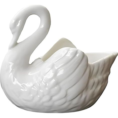 Pot de fleurs cygne en céramique, mini pot de fleurs cygne, pot pour plantes succulentes, pour intérieur, maison, bureau, jardin, blanc