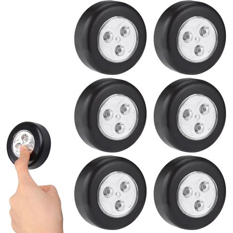 Lampe Spot LED Éclairage Supplémentaire, Spots LED Autocollants à Piles, Lumières Tactiles Intelligentes à Coller, Lot de 6 Lampes Sans Fil