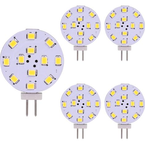 LED G4, Equivalente da 35 Watt, Disco LED Bi-Pin, Pin laterale JC, 12V-24V AC/DC Low Volt, CRI 85, 350 Lumens, Pack 5 (white) (1/5)