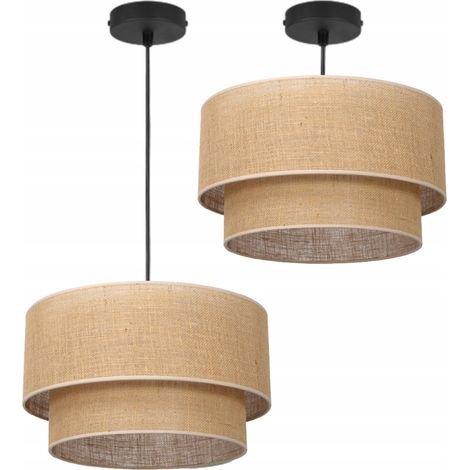 DECKENHÄNGELAMPE, JUTE-LAMPENSCHIRM, 45 CM, DOPPELT (1/4)