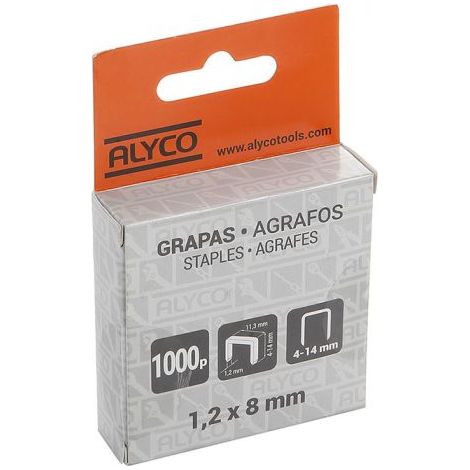 Boîte 1000 Agrafes Type U 1,2x11x3x8mm ALYCO ORANGE (1/4)