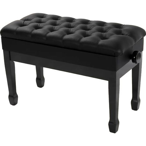 Banco para piano, altura regulable, asiento acolchado, negro, 73x36x49-59cm (1/2)