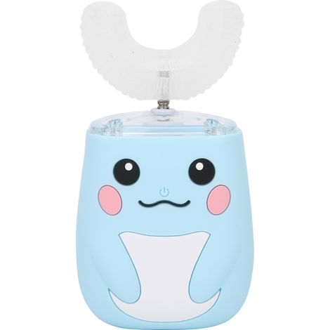 Brosse à dents électrique enfant U-shaped automatique waterproof bleu, nettoyage et massage dentaire doux, brosse dentaire en silicone pour bébé, hygiène bucco-dentaire facile (1/5)