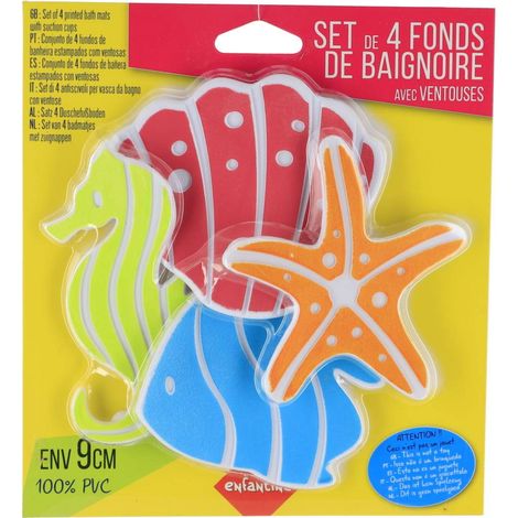 Set von 4 mini duschhintergrund fisch seestern seepferdchen muschel - kindisch - Tendance