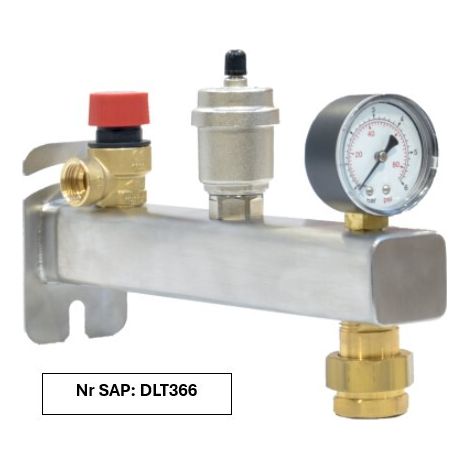 Grupo de seguridad de acero inoxidable para calefacción central de 3 bar, con equipo y conector rápido de 3/4".