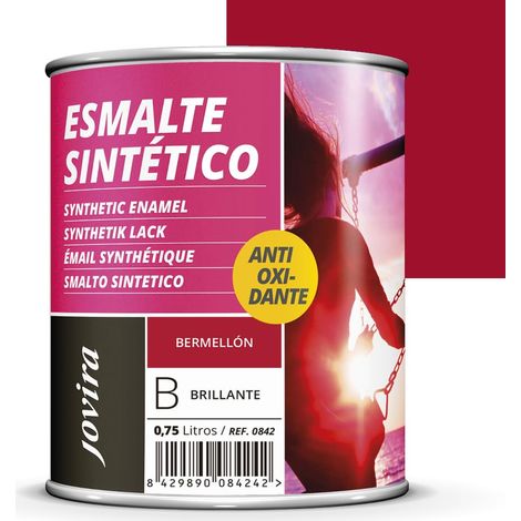Vernis synthétique anti-oxydant brillant. Protection et décoration de surfaces en acier, fer et bois. 750 Millilitres, Bermellon (1/5)