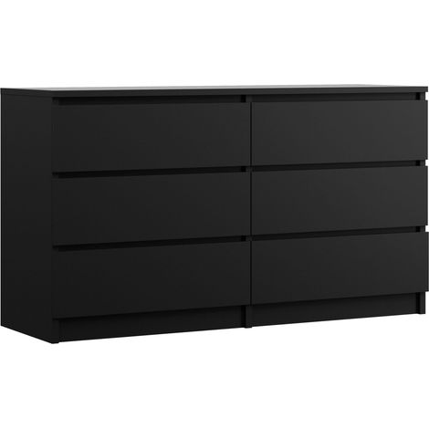 Cassettiera : 6 cassetti, Nero Opaco, 138 x 39 x 79 cm (1/5)