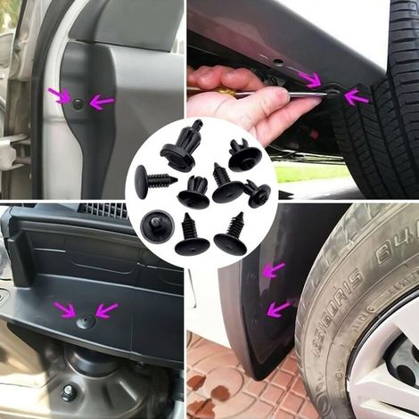 100 Stück Kunststoffnietclips, Autoclips, Stoßstangenbefestigungen, Nietclips, Kunststoffnieten, Schutzbefestigungen in verschiedenen Formen und Größen (1/4)