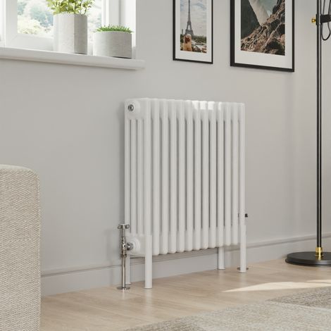 Warmehaus Traditional 4 Column White Radiator Cast Iron Style Radiators 600 x 605mm