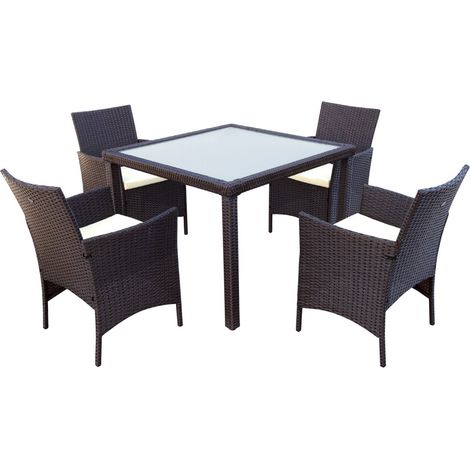 AKTIVE 61073 - Conjunto mesa y sillas jardín ratán, Mesa y sillas terraza incluye 4 sillas jardín exterior y 1 mesa exterior 100x75cm, Muebles para jardín y terraza, Multicolor (1/5)