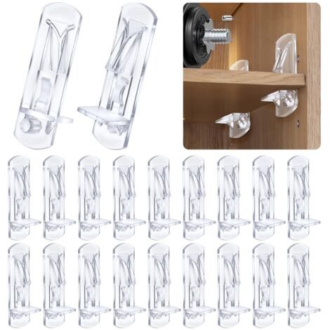 Lot de 20 chevilles de support d'étagère en plastique transparent pour étagères de 5 mm de diamètre et 20 mm d'épaisseur (1/5)