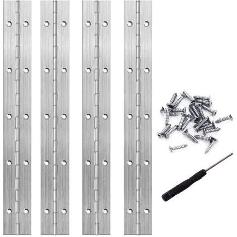 Cerniera pianoforte 25 cm in acciaio inox 304 – 10 fori – Accessori inclusi : 40 viti e cacciavite Per porte pesanti (1/5)