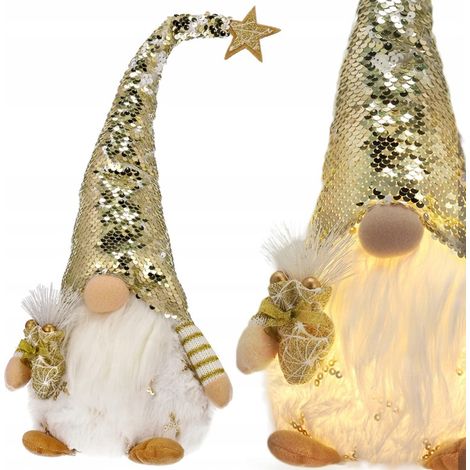 Nain de Noël de 47 cm, Père Noël, grand, blanc lumineux, JUMIhome (1/4)