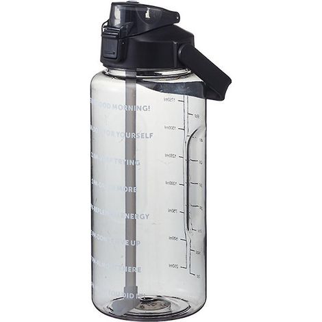 Große, tragbare Sport-Trinkflasche für Damen (mit Strohhalm), 1 l, schwarz (1/5)