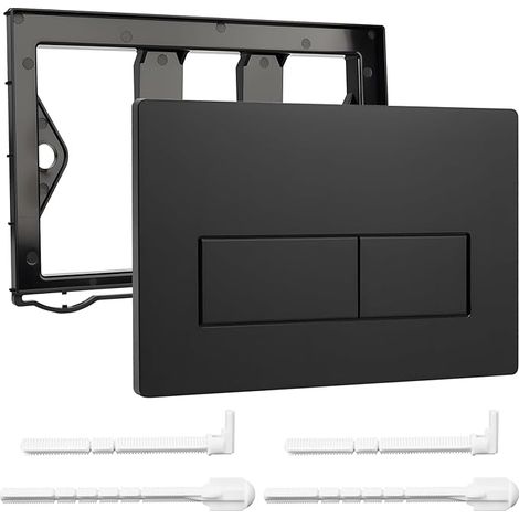 Plaque de Commande WC, Compatible avec Geberit Sigma 01/20/21/30/40/50, UP300 et UP320, avec Double Chasse, avec Leviers de Chasse et d'un Cadre d'Installation (Noir Mate) (1/5)