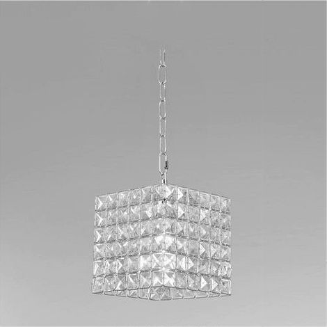 TRADE SHOP - Lampadario Sospeso Cubo Con Cristalli Lampada Luce E27 Argento Quadrato 32323 -