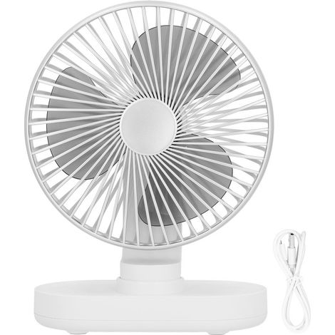 Mini ventilateur de bureau portable rechargeable USB, silencieux, oscillant et rafraîchissant, couleur argent.-AquaForge (1/5)