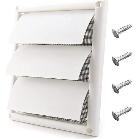 Grille d'aération à lamelles 6 pouces 8x8 dimensions extérieures surdimensionnées sortie de hotte murale extérieure flux d'air pour sèche-linge plastique blanc (1/5)